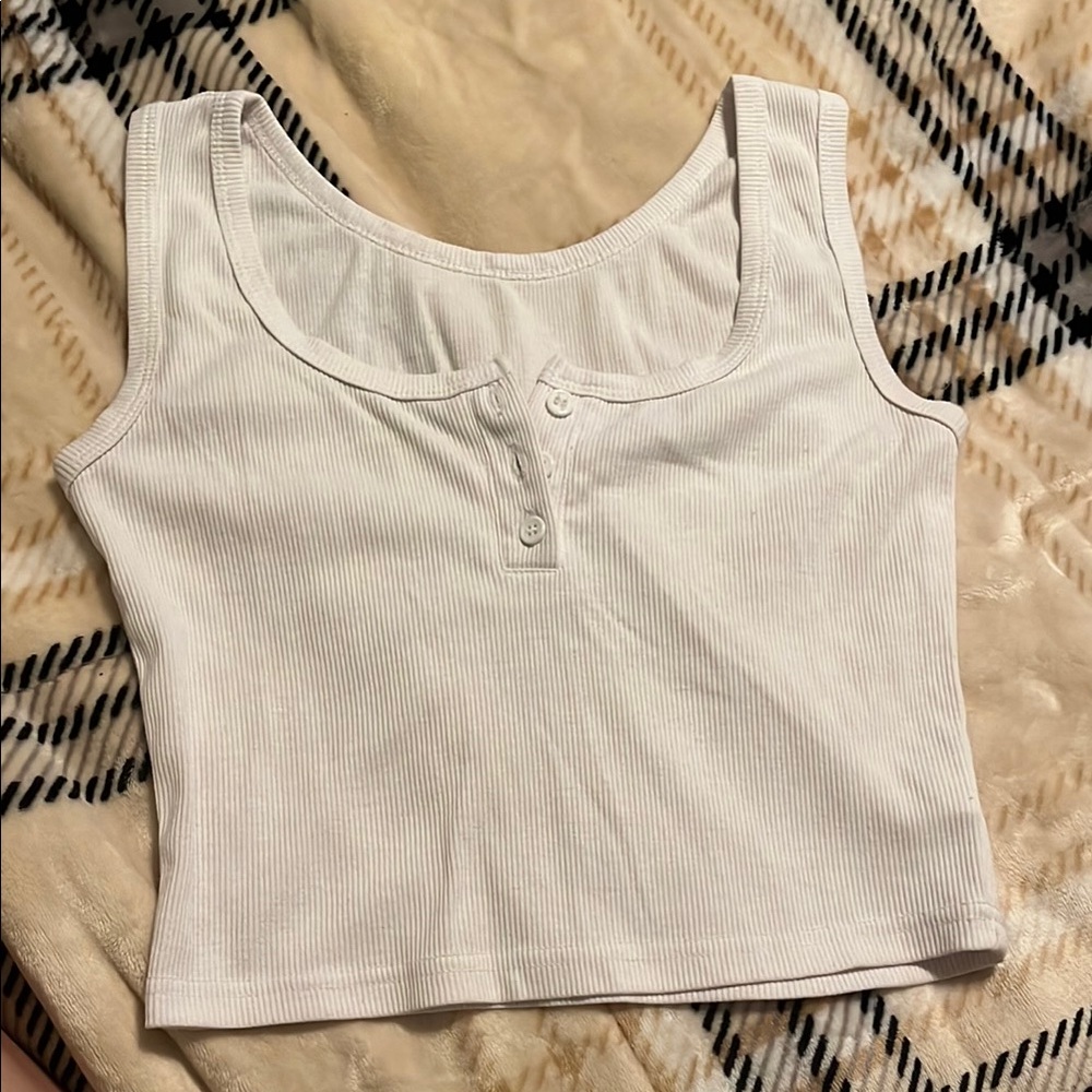 White Ribbed Tank Top